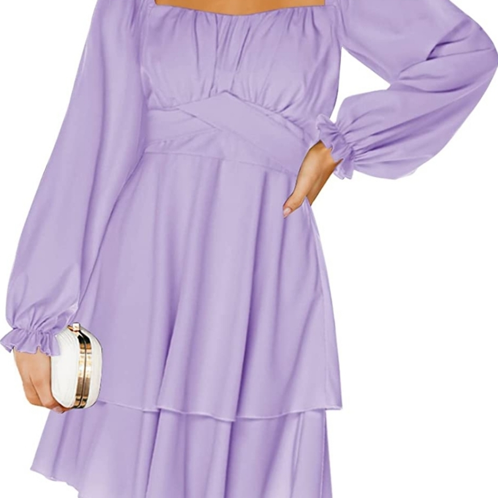 ZJCT WOMEN'S Women's Square Neck Lanter Sleeve Mini Dress